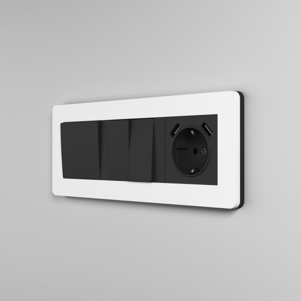 Рамка из поликарбоната на 3 поста Split белый/черный, soft-touch Werkel W0033068