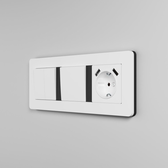 Рамка из поликарбоната на 3 поста Split белый/черный, soft-touch Werkel W0033068