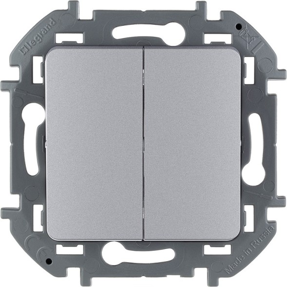 Выключатель двухклавишный 10 AX - 250 В Алюминий Legrand INSPIRIA 673622