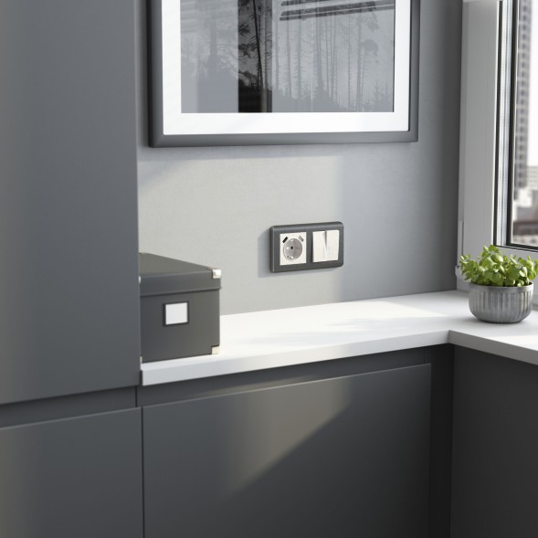 Выключатель двухклавишный проходной с подсветкой (перламутровый рифленый) Werkel W1122113