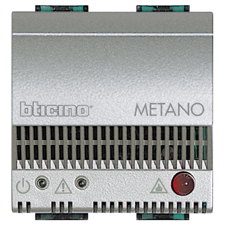 Детектор метана Bticino LivingLight Air Алюминий со световой и звуковой сигнализацией (85дБ), питание 12В, 2 модуля NT4511/12