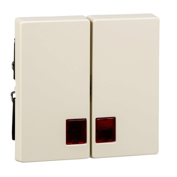 Две клавиши Merten M-серия бежевый с крышкой прямоугольной, окошко для светового индикатор MTN3456-0344