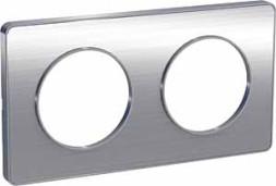 Рамка Schneider Electric Odace Полированный алюминий 2-постовая S53P804J
