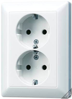 Розетка Jung AS 500 белый 2-ая SCHUKO с рамкой, шторки AS5020KIUWW