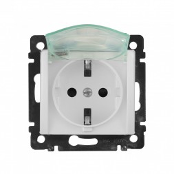 Розетка Legrand Valena Белый 1-ая с/з с крышкой и защитными шторками IP44 (к простой рамке) 774220