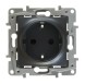 Розетка Legrand Etika антрацит 2К+З со шторками - немецкий стандарт - винтовые зажимы - 16 А - 250 В~ 672622