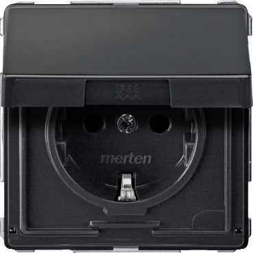 Розетка Merten Artec со шторк. и крышкой 2К+З 16А 250В~ MTN2310-7214