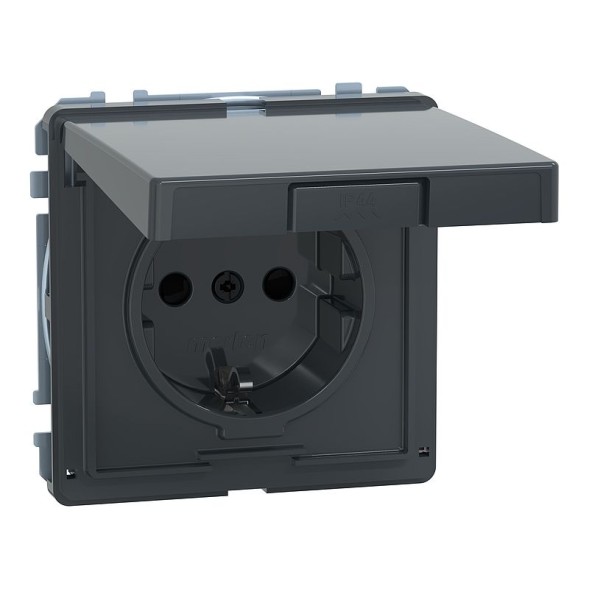 Розетка Merten Artec со шторк. и крышкой 2К+З 16А 250В~ MTN2310-7214