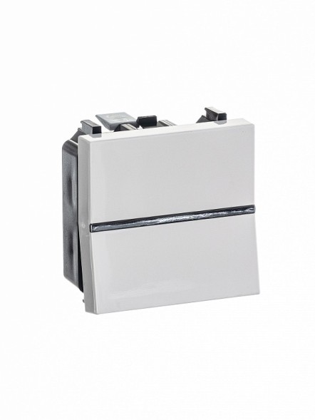 Механизм переключателя ABB Zenit альпийский белый одноклавишного с клавишей 2 модуля 2CLA220200N1101 N2202 BL