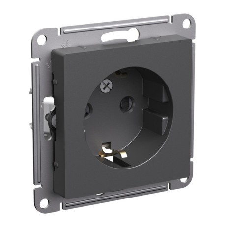 ATN001445 Atlasdesign РОЗЕТКА с заземлением со шторками, 16А, механизм, БАЗАЛЬТ Schneider Electric