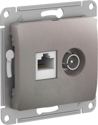 Розетка двойная ТВ + компьютерная RJ45, кат. 5Е, механизм Schneider Electric Glossa Платина GSL001289