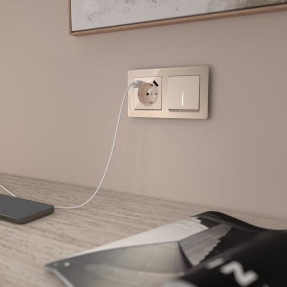 Выключатель одноклавишный проходной с подсветкой (айвори акрил) Werkel W1112143