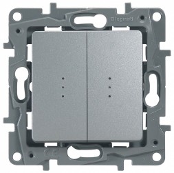 Выключатель/переключатель Legrand Etika алюминий двухклавишный с подсветкой 10 A 250 В~ 672416