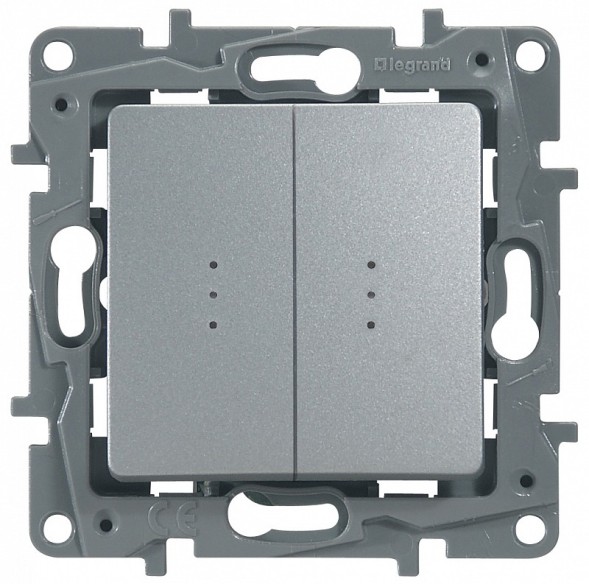 Выключатель/переключатель Legrand Etika алюминий двухклавишный с подсветкой 10 A 250 В~ 672416