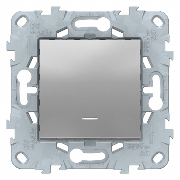 Переключатель Schneider Electric Unica Studio Алюминий 1-клавишный, с подсветкой, сх. 6а NU520330N
