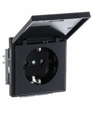 Розетка ABB Future чёрный бархат SCHUKO 16А 250В с крышкой 2CKA002018A1495 20 EUK-885