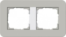 Рамка Gira E3 Серый / Белый с белой подложкой 2 поста 0212412