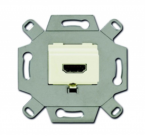 Механизм HDMI-розетки/разъёма ABB Busch-Jaeger слоновая кость HDMI-type A Full HD 20 полюсов 2CKA000230A0430 0261/31-500