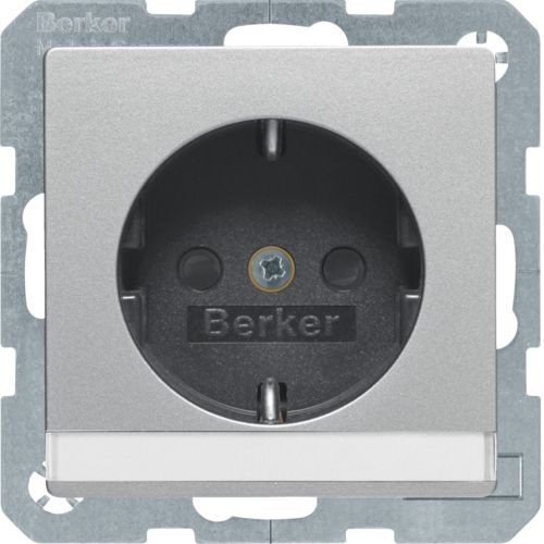 Штепсельная розетка Berker Q.1 алюминиевый с эффектом бархата, SCHUKO с полем для надписей 47496084