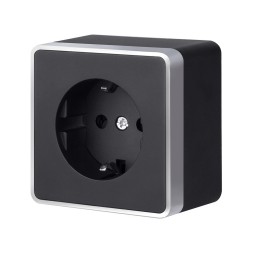 Розетка с заземлением и шторками Gallant черный с серебром W5071134 W5071134