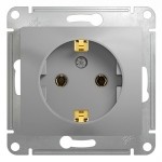 Розетка с заземлением, 16А, механизм Schneider Electric Glossa Алюминий GSL000343