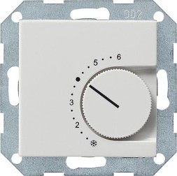 Терморегулятор Gira белый глянец с переключающим контактом на 24V/10 (4)A 039703