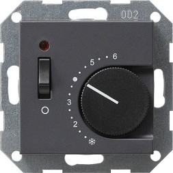 Терморегулятор Gira Антрацит с размыкающим контактом 24V/10 (4)A и контрольной лампой 039328