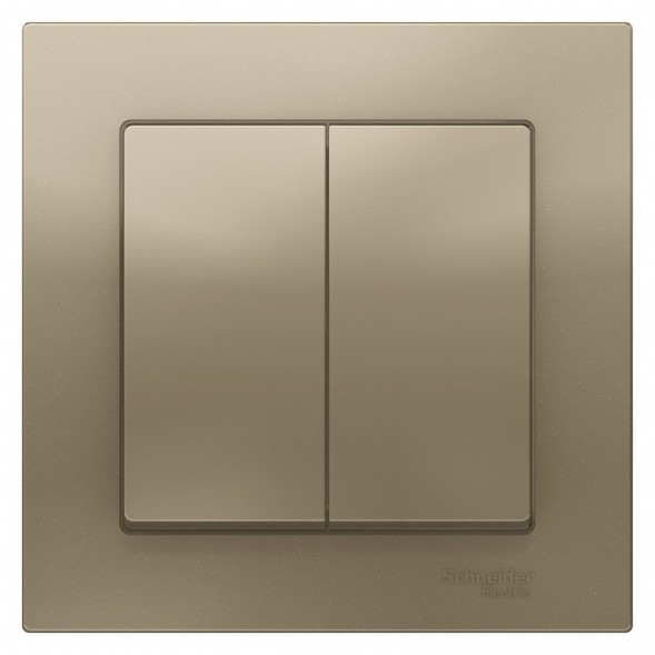 Двухклавишный выключатель Schneider Electric Atlasdesign Шампань сх.5, 10АХ, в сборе ATN000552