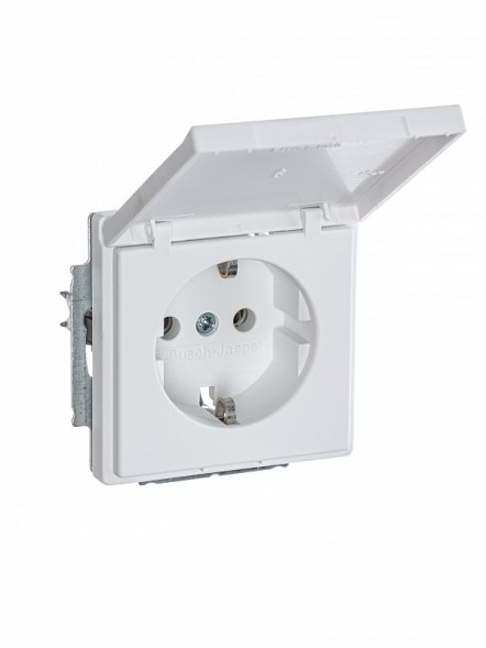 Розетка ABB белый бархат SCHUKO 16А 250В с крышкой 2CKA002018A1494 20 EUK-884