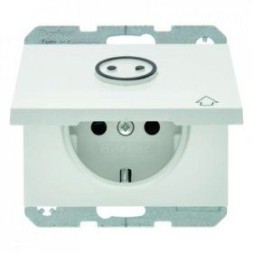 Штепсельная розетка Berker K.1 полярная белизна с блеском SCHUKO с откидной крышкой и выступающим символом 47867109