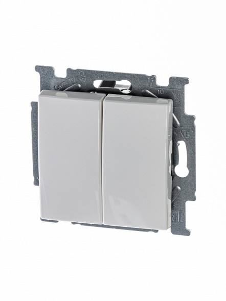 Механизм переключателя ABB Basic 55 альпийский белый двухклавишный 1-полюсного выключателя с клавишей 2CKA001012A2141 2006/5 UC-94-507