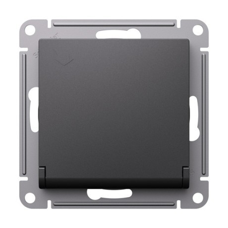 ATN001446 Atlasdesign РОЗЕТКА с заземл. со шторками с крышкой, 16А, IP20, механизм, БАЗАЛЬТ Schneider Electric