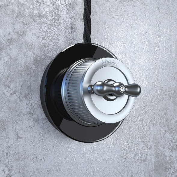 Выключатель на 4 положения двухклавишный матовый хром ретро WL19-01-05