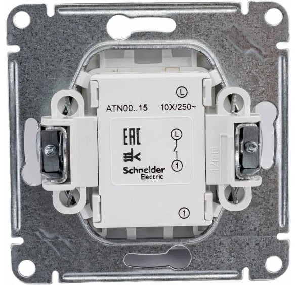 1-клавишный ВЫКЛЮЧАТЕЛЬ КНОПОЧНЫЙ, механизм, быстрозажим. клем., СТАЛЬ Schneider Electric Art Gallery GAL000915S