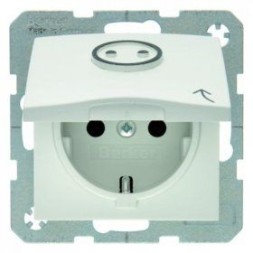 Штепсельная розетка Berker R.1 полярная белизна, матовый SCHUKO с откидной крышкой и выступающим символом 47861949