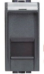 Розетка RJ-45. соединение К10. категория 5E. экранированный Bticino Living Now черная 1 модуль L4279/5S