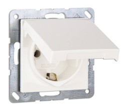 Розетка с крышкой 2К+З 16А 250В~ Jung ECO Profi белая EP1420KLWW