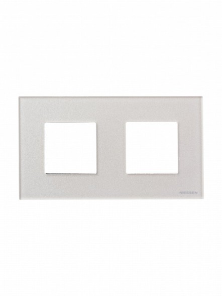 Рамка ABB Zenit Жемчужное стекло 2 поста 2CLA227200N3501 N2272 CP
