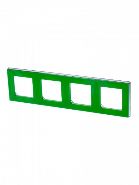 Рамка ABB Levit Зелёный / Дымчатый чёрный 4 поста 2CHH015040A6067 3901H-A05040 67W