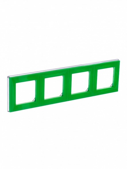 Рамка ABB Levit Зелёный / Дымчатый чёрный 4 поста 2CHH015040A6067 3901H-A05040 67W