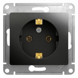 Розетка с заземлением, 16А, механизм Schneider Electric Glossa Антрацит GSL000743