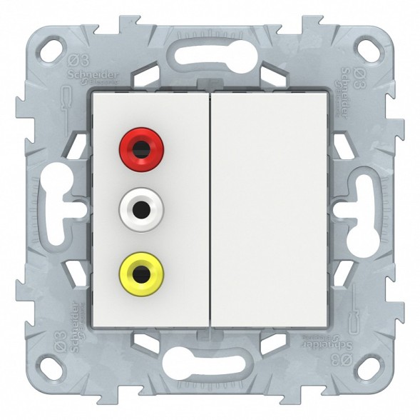 Розетка Schneider Electric Unica Studio Белый 3 RCA NU543118