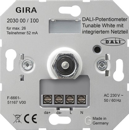 Потенциометр DALI Gira Tunable White с интегрированным блоком питания 203000