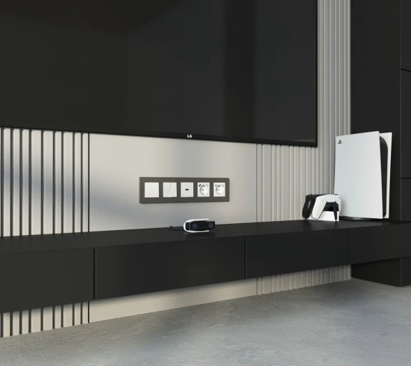 Рамка из поликарбоната на 5 постов Slab бронза софт Werkel W0052963