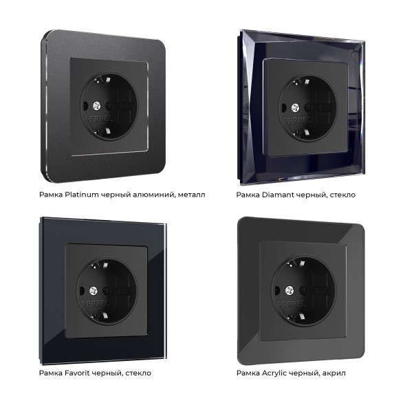 Розетка с заземлением (черный матовый) Werkel W1171008