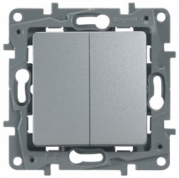 Выключатель/переключатель Legrand Etika алюминий двухклавишный 10 A 250 В~ 672412