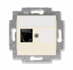 Розетка телефонная ABB Levit слоновая кость RJ45 категория 6 и заглушка 2CHH296117A6017 5014H-A61017 17W