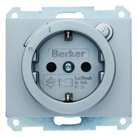 Штепсельная розетка Berker K.5 стальной лак SCHUKO с УЗО 47087004