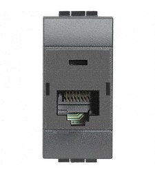 Розетка RJ-45. тип соединения 110. категория 5E Bticino Living Now черная 1 модуль L4262/5E