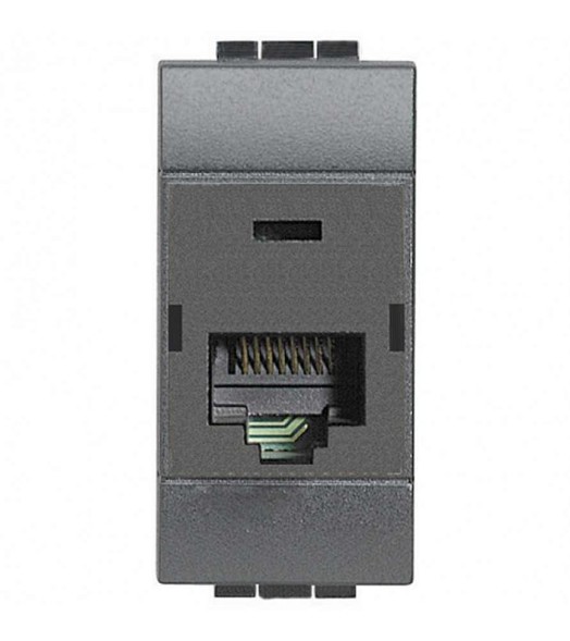 Розетка RJ-45. тип соединения 110. категория 5E Bticino Living Now черная 1 модуль L4262/5E